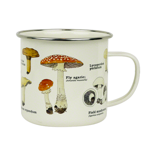 Mushroom Print Enameled Cup
