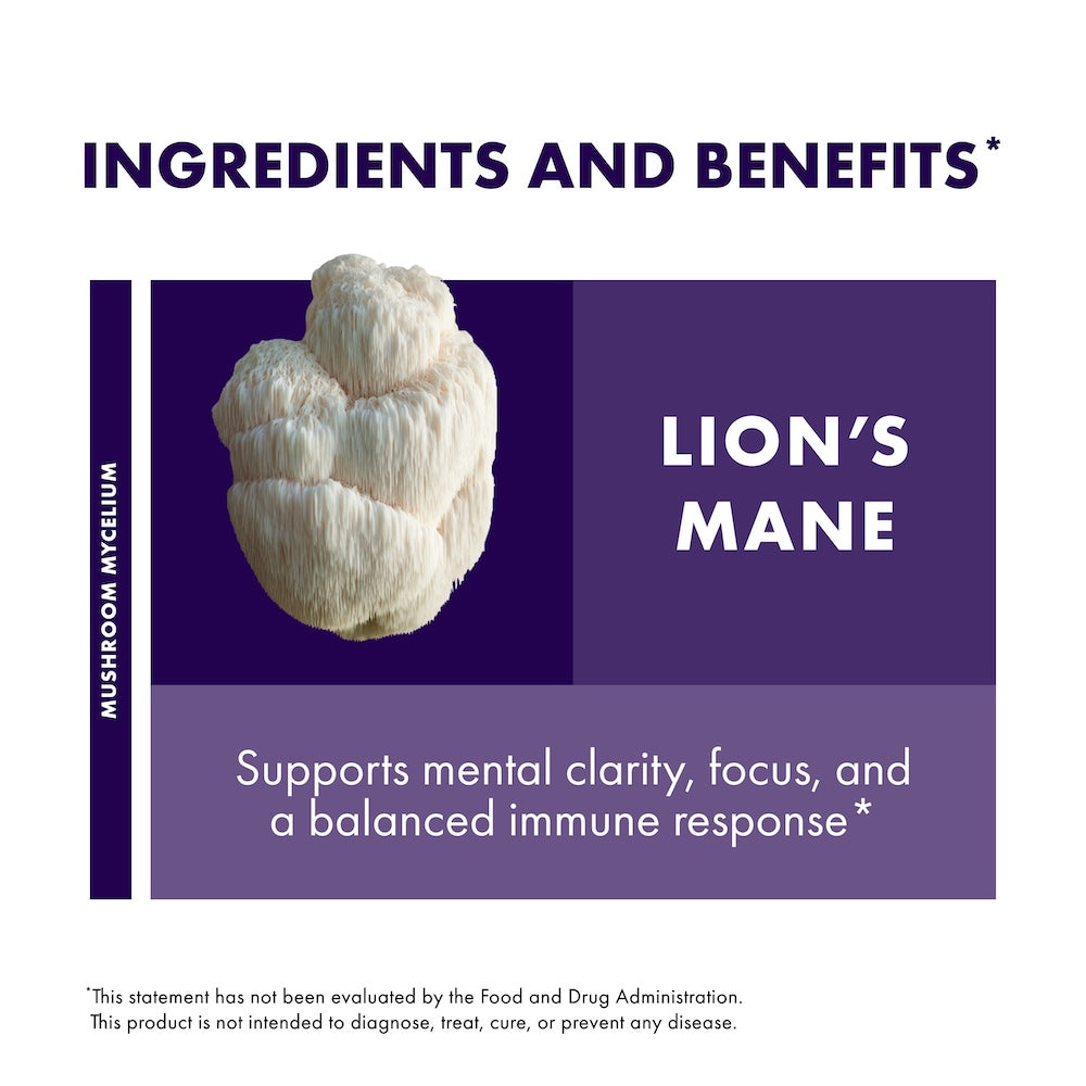 Host Defense® Lion’s Mane Gummies
 - Blueberry, Ingredients and Benefits.