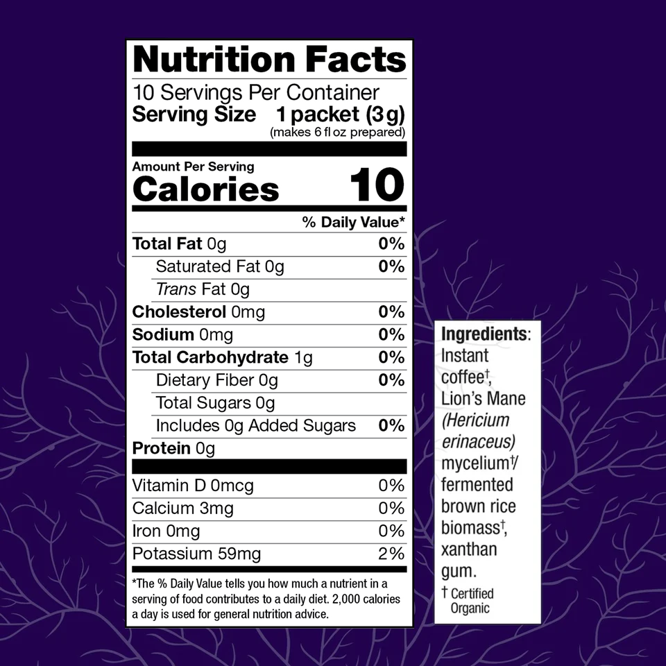 MycoBrew Coffee, 1 oz box, 10 single-serve packets.