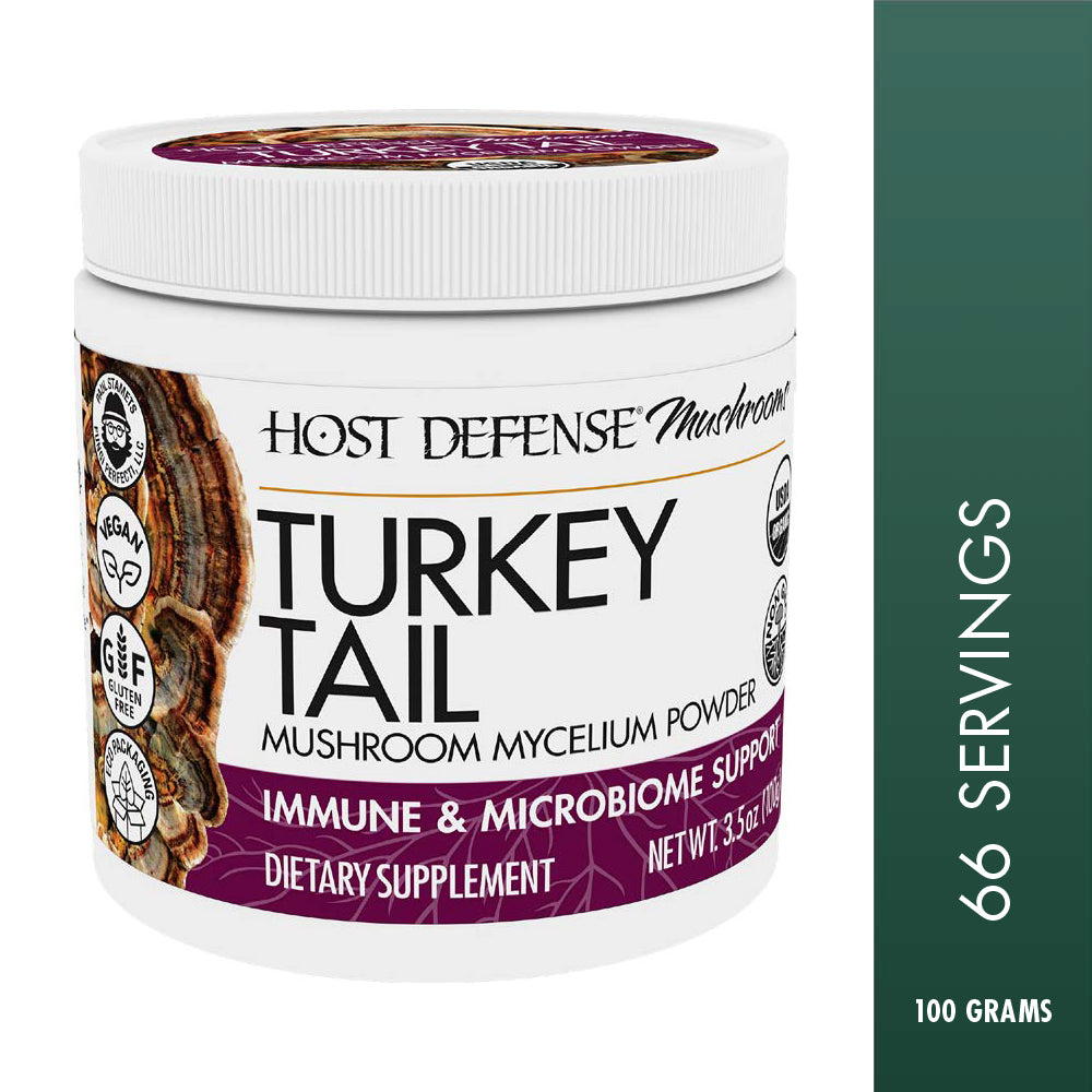 Turkey Tail Powder, 3.5oz container, front view showing label.
